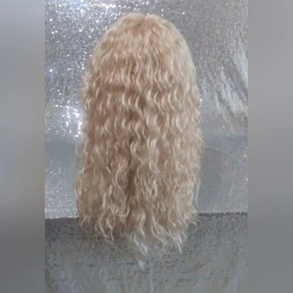 Platinum blonde curly fashion wig - Picture 5 of 7
